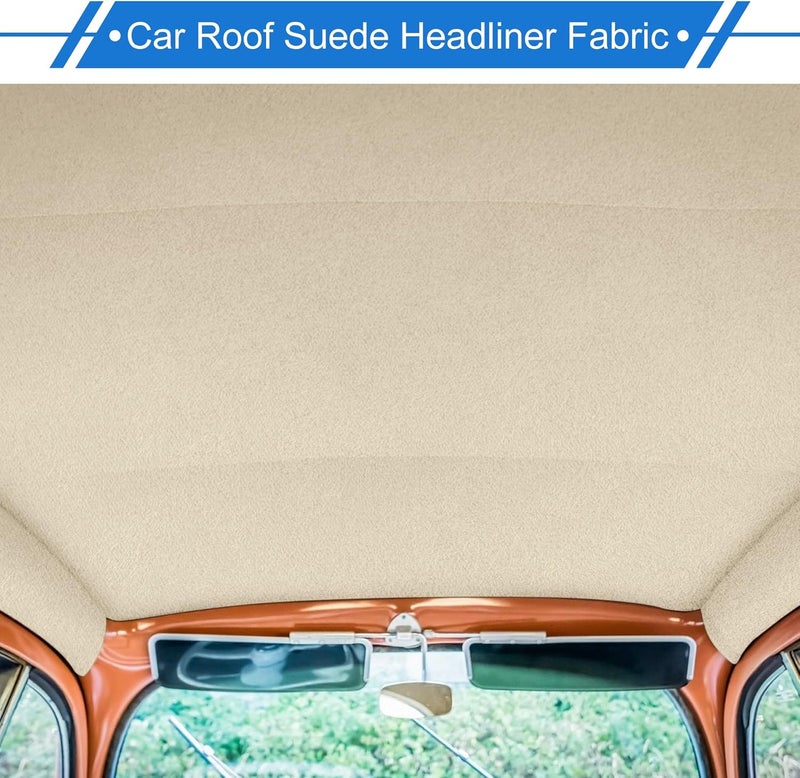 VekAuto Headliner Fabric 80" L x 60" W Interior Trim DIY Roof Repair Replacement for Car Truck RV SUV Boat Automotive Suede Fabric Beige - Image 2